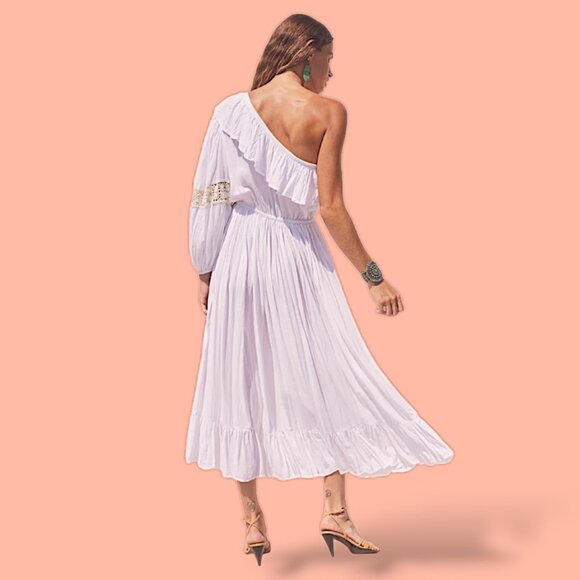 FP Jen's Pirate Booty NWOT one shoulder balloon sleeve crochet mini dress L - Picture 2 of 9